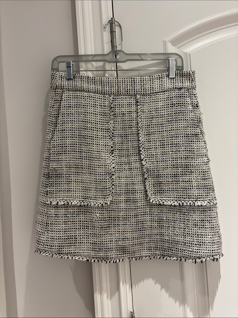 Joe Fresh Black & White Tweed Pocket Mini Skirt